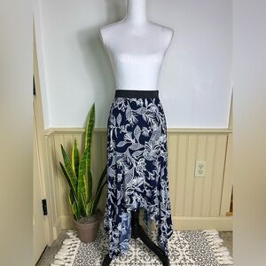 Laundry Shelli Segal Skirt Sz L Asymmetric Floral Cottagecore Fairy Midi Beachy